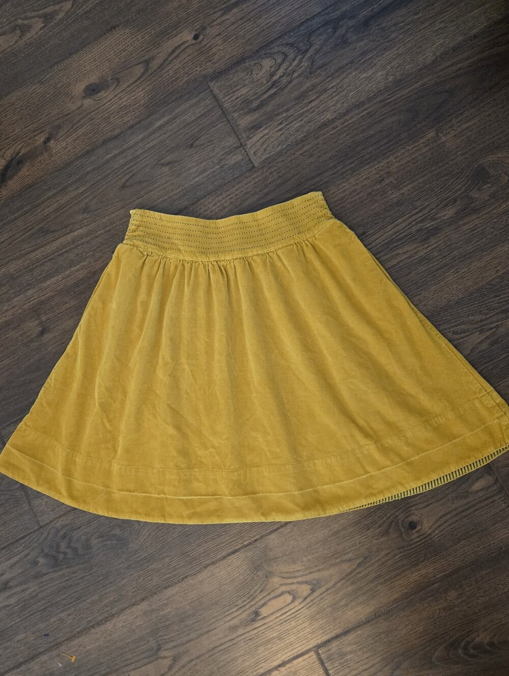 Anthropologie Edme & Esyllte Skirt Mustard Yellow Corduroy Pockets Boho Size 10